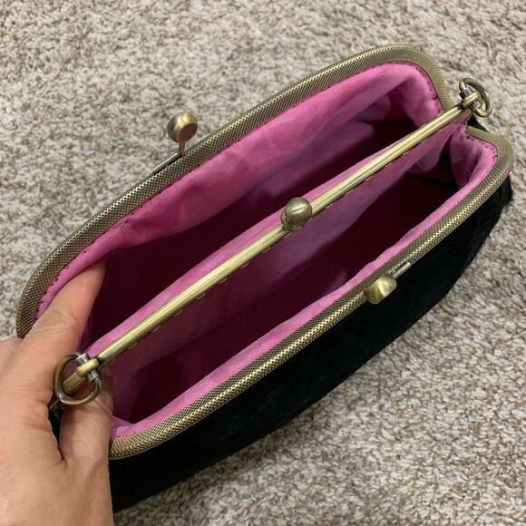 Handsewn Real Hair-on-horsehide Double Kiss-lock Clutch/Shoulder bag/Crossbody - Picture 15 of 16